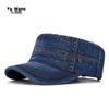 Unisex Korean Washed Denim Baseball Cap - Flat Top, Sun Protection, Spring/Summer Style