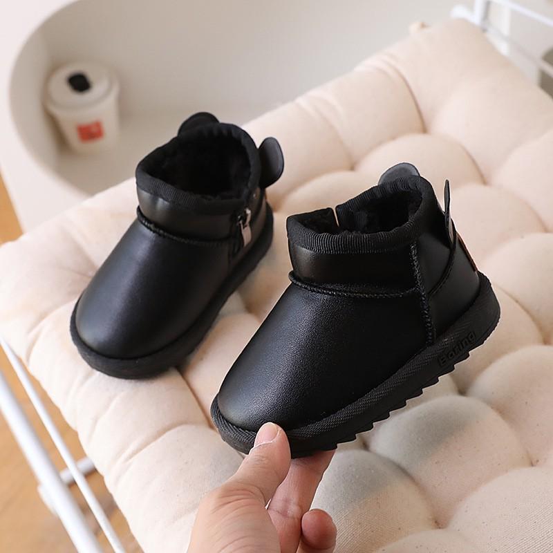 Kids Winter Snow Boots Toddlers Children Waterproof Warm Fleece-Lined Ankle Unisex Set of 6 pairs: Sizes 1722 чёрный