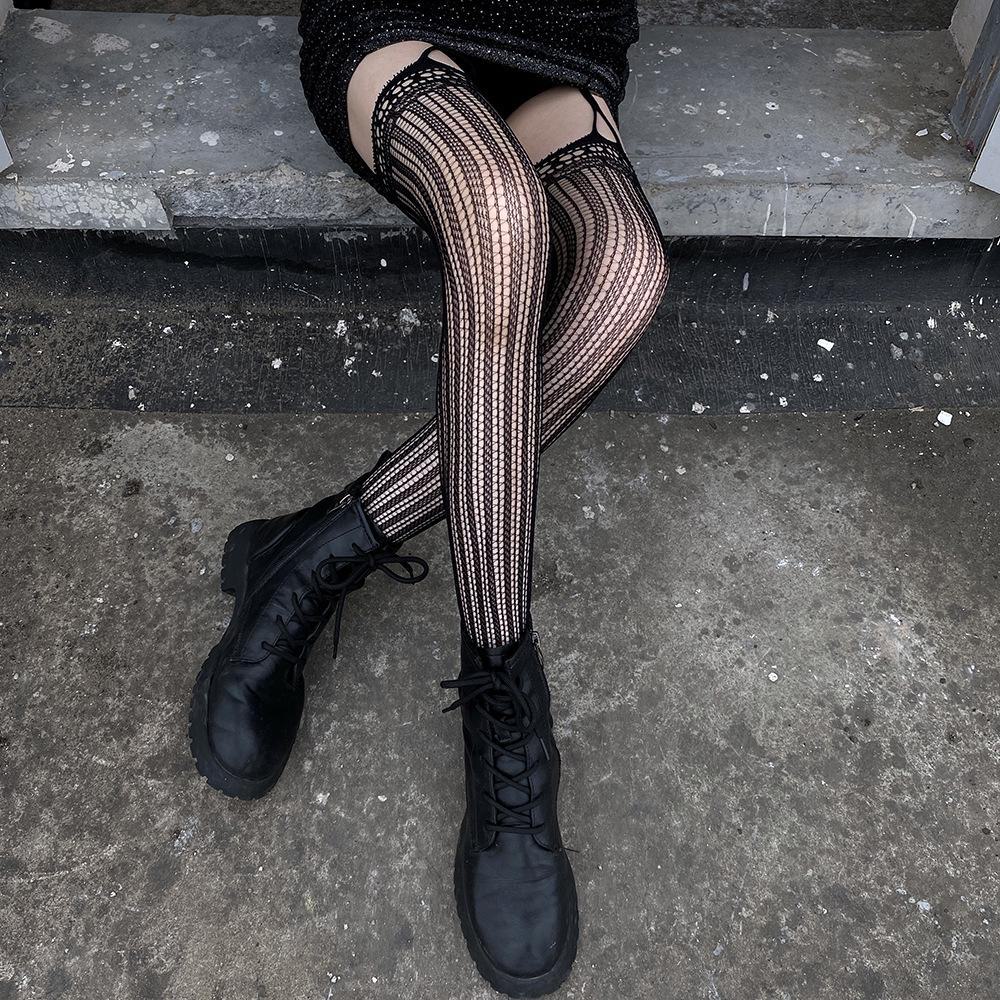 Retro Japanese Summer Lace Fishnet Stockings - Sexy One-Piece, Sheer, Hollow, and Thin