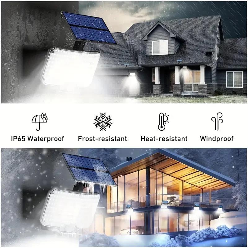 2500LM Solar Lights Outdoor with Motion Sensor,3 Head Wide Angle Street Area Lights, IP65 Waterproof Solar Flood Security Lights