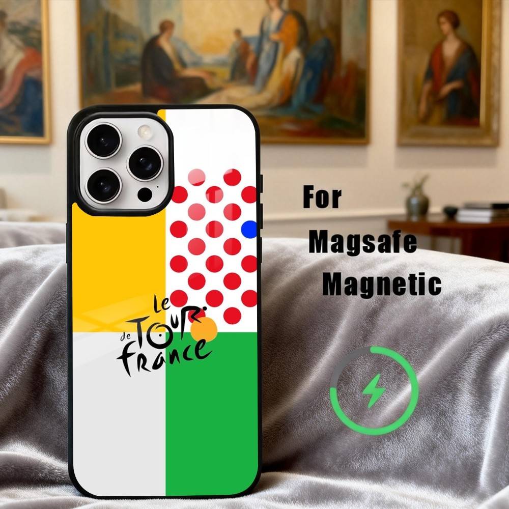 Custodia per Telefono T-Tour De France B-Bike R-Rainbow per iPhone17,16,15,14,13,12,11 Plus,Pro Max Magnetica Per Ricarica Wireless Magsafe