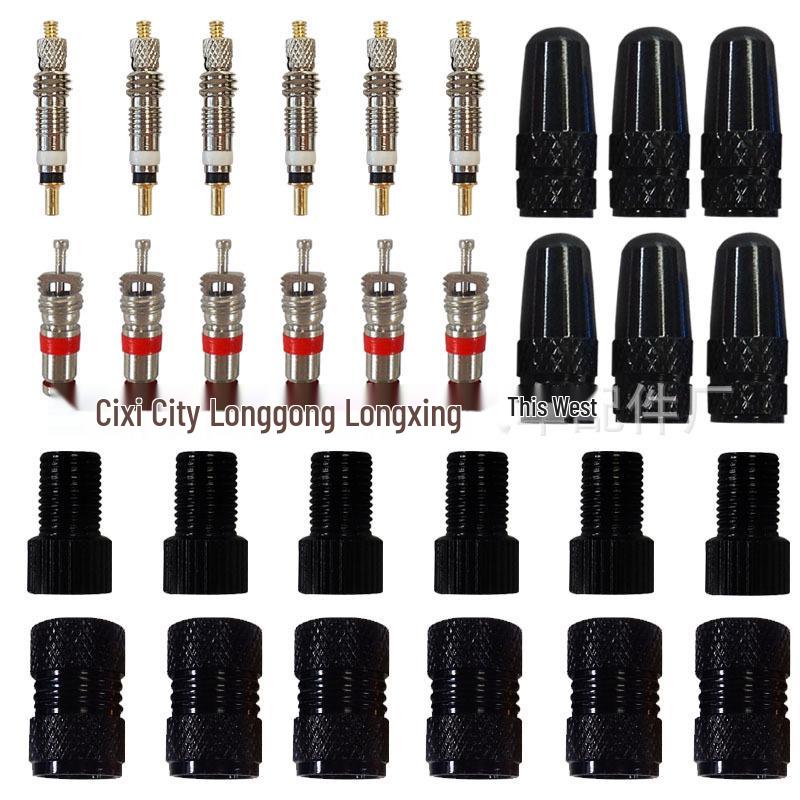 Tire Valve Core Tool Kit: 26-Piece Set with American/French Adapters, Valve Caps, and Bike Pump Accessories