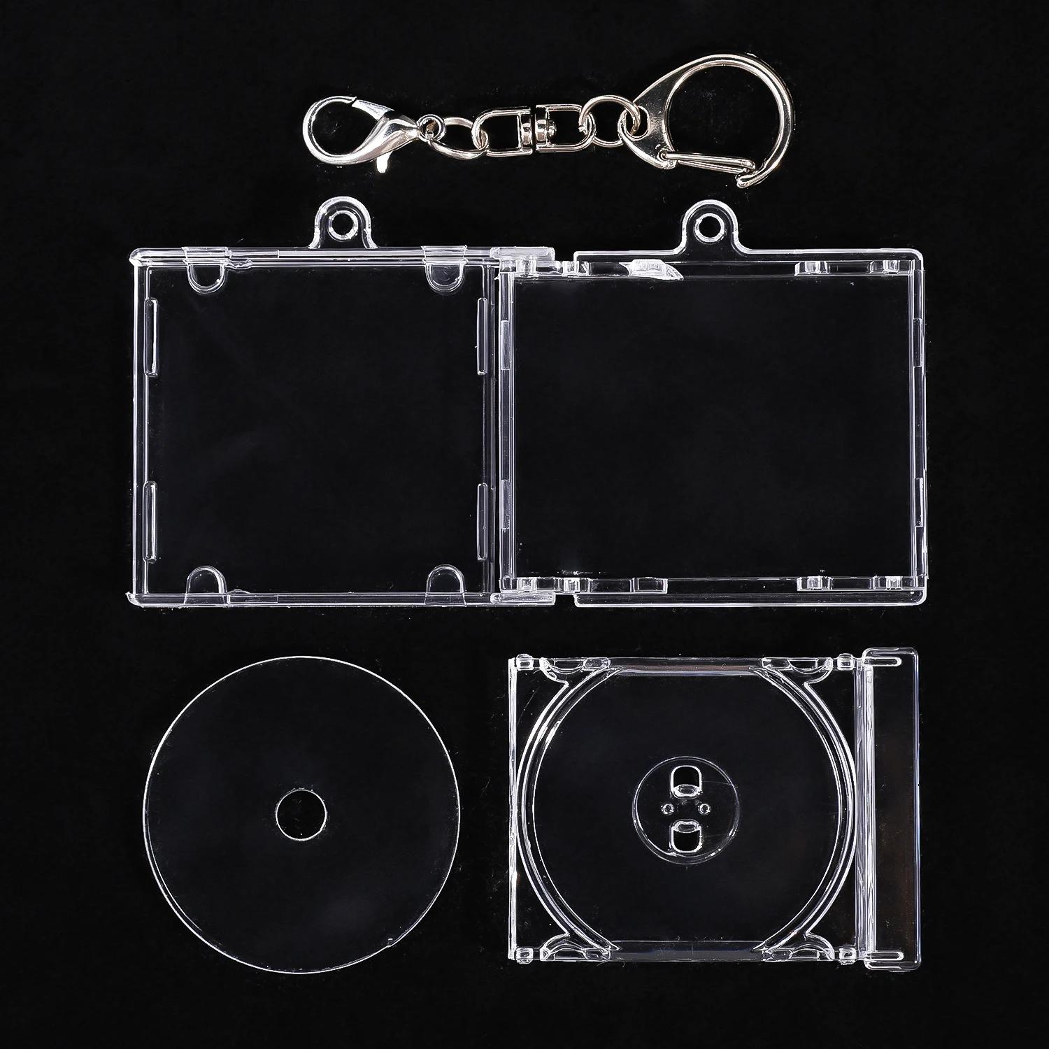 

1/50pcs Clear Peripheral Commemorative Album Blank Mini CD Case Pendant For DIY Keychains Backpack Hanging Decoration Keyrings 1pcs