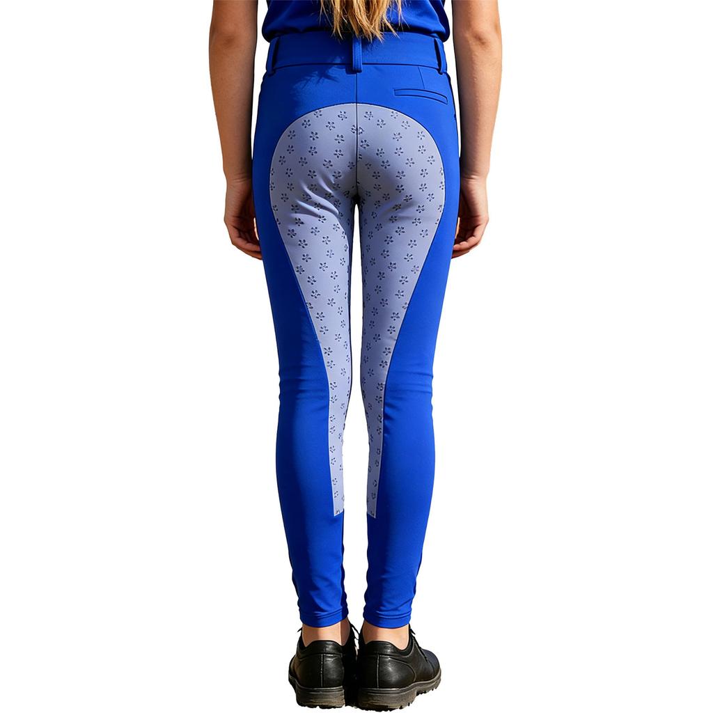 Kids Girls Horse Riding Pants Equestrian Breeches Elastic Waistband Leggings with Side Pockets for Training and Competition
