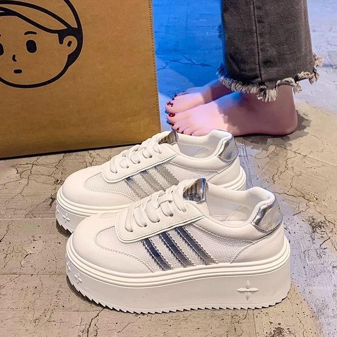 Little white shoes women's single network 2025 autumn new thick-soled versatile small man shows height 5CM casual shoes popular muffin shoes