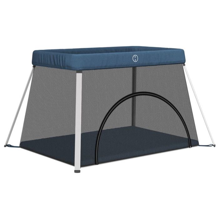VidaXL Parc pour bébé avec matelas Bleu marine Tissu de lin 10304