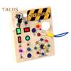 LED Light Switch Busy Board Toddler Light-up Switch Control Wooden Board Toy Portable Travel Fine Motor Skills Kids Early Educational Learning