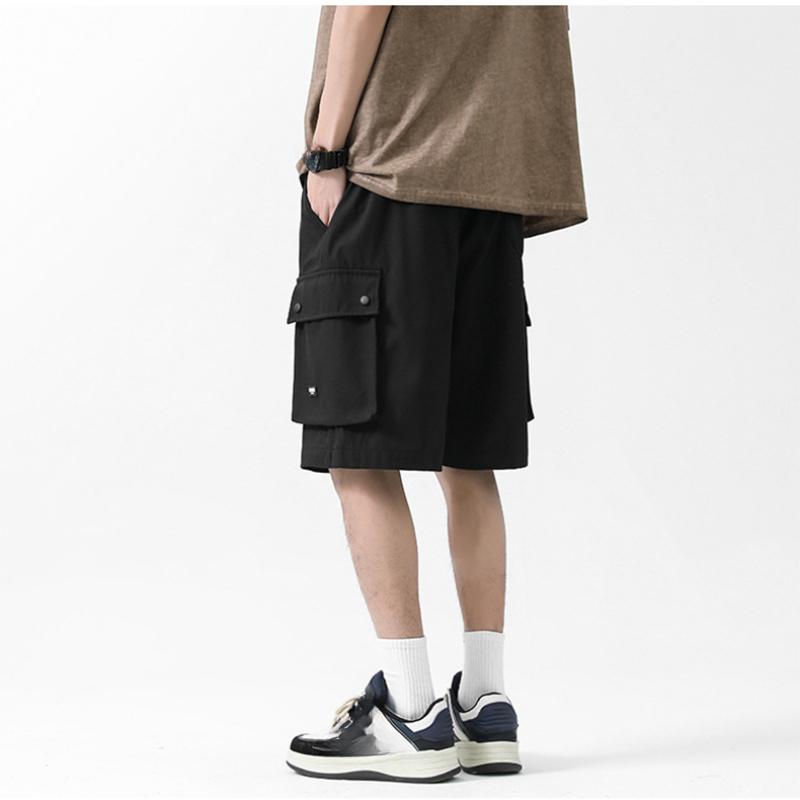Herren Sommer Dünne Schnelltrocknende Mehrfach-Taschen Einfarbig Werkzeug-Shorts Herren Japanische Locker Übergröße Fünf-Punkt-Hose