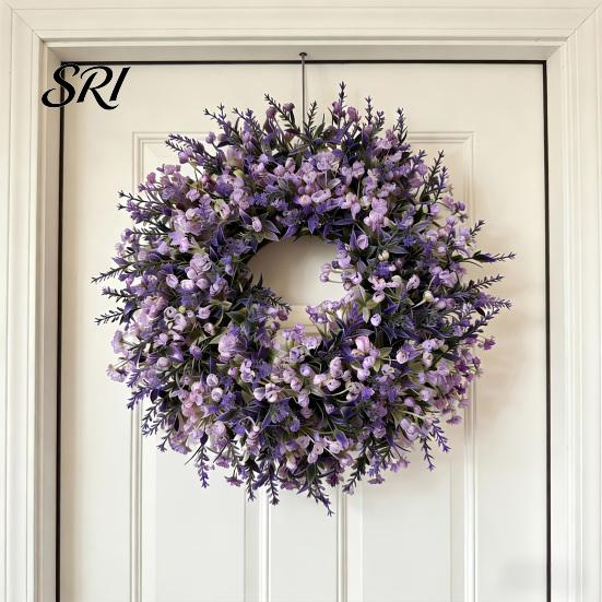 Lavendel Woondecoratie Kunstkrans voor Voordeur Lente Zomer Nep Paars Entree Hal Binnen Buiten Muur Portaal Raam Boerderij Bruiloft Feest