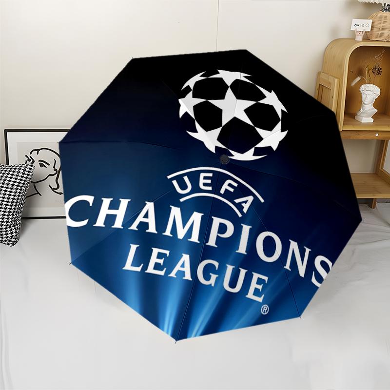 UEFA Champions League Print Automatic Umbrella, 8 Rib Iron Frame, Plastic Handle, Suitable for Outdoor Travel &Daily , Ideal Gift