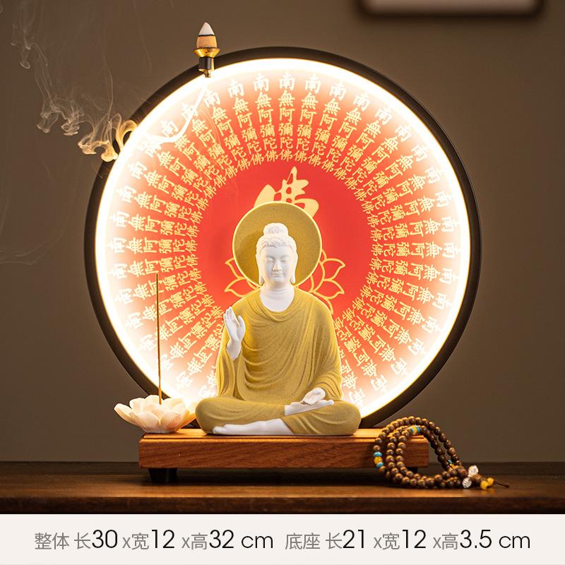 Buda Heykeli Tathagata Buda Figürü Sakyamuni Büyük Buda Heykeli Seramik Lamba Çemberi Tütsülük İçin Özelleştirilmiş Sundurma Ev Dekorasyonu