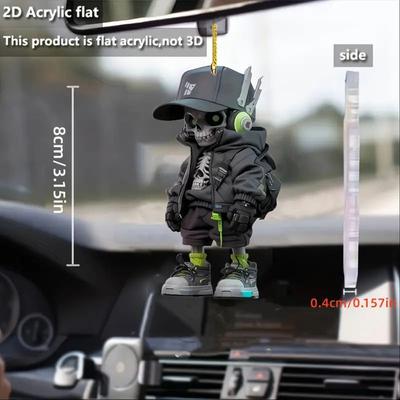 2024 neue flache 2D acryl flache kreative dekoration spezielle kräfte anhänger auto rückspiegel dekoration Halloween anhänger
