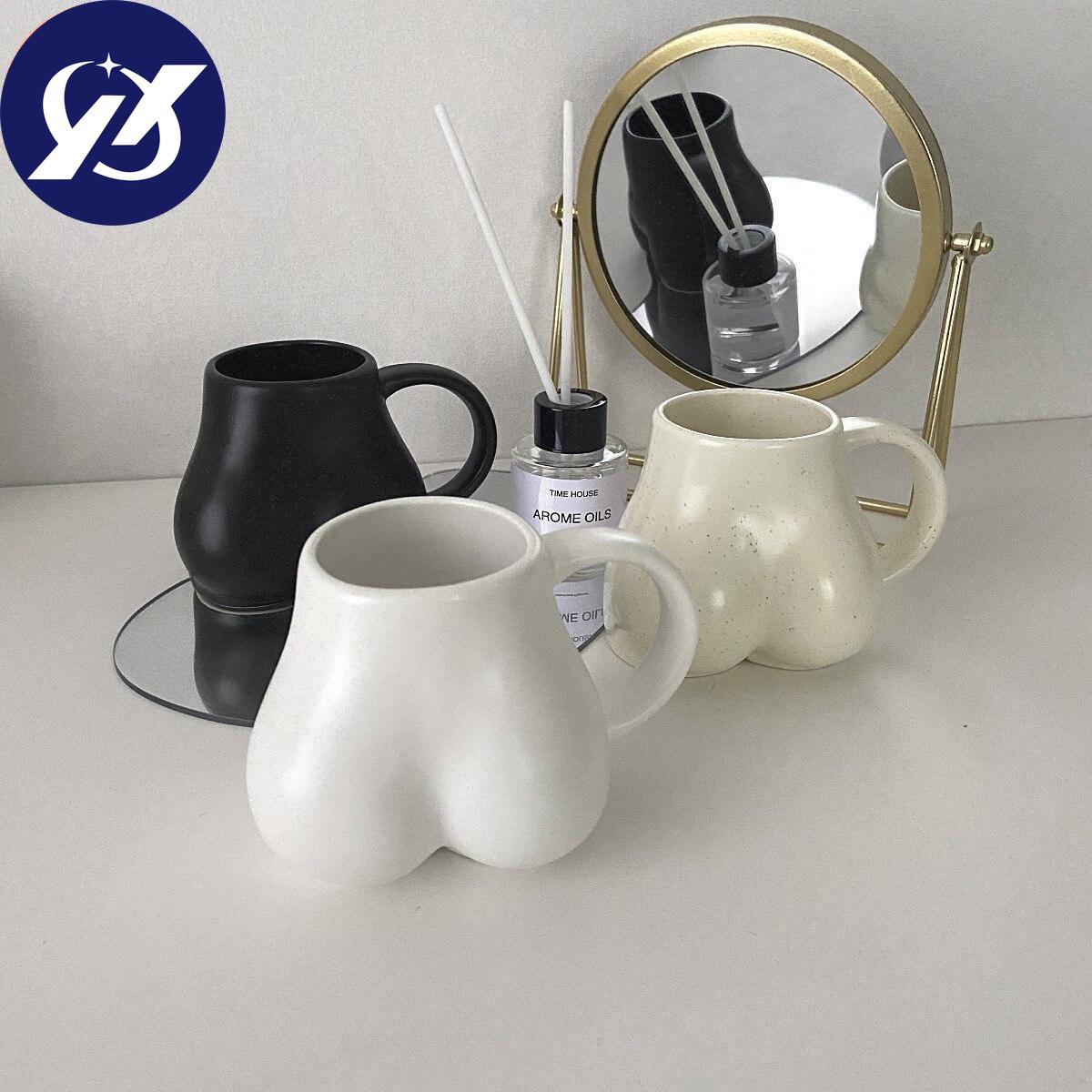 Ins Fun Ass Креативная керамическая кофейная кружка белый