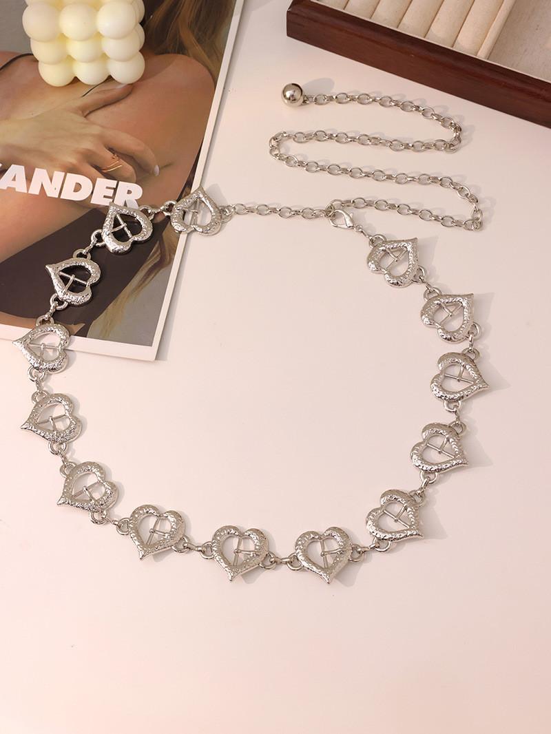 

Trendy Shaped Heart Metal Waist Chain With Hollow Buckle For Accessory Women серебряный