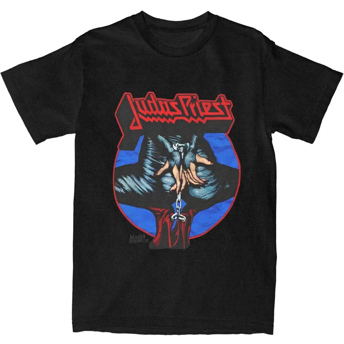 

Vintage T-Shirt Judas Priest Cotton T-Shirts Metal Band Hippie Tshirt for Couple Summer Aesthetic Pattern Short Sleeve Tops XXXXL