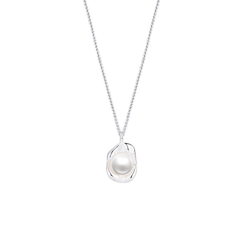 Broken Shell Design Pearl Pea Collarbone Necklace Minimalist Summer Pendant Trendy Choker