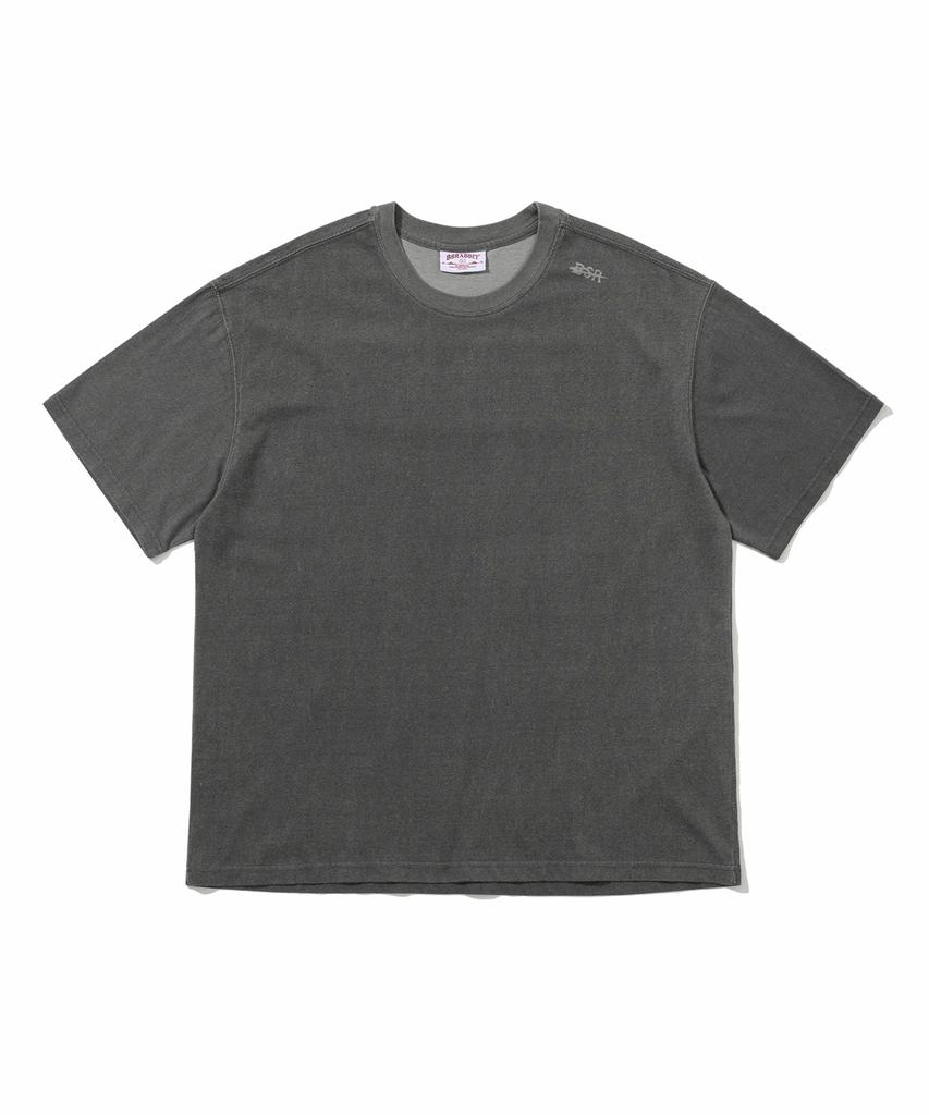 Bieseulaebis Back So-Un Patch Laser Print Graphic Short Sleeve T-Shirt Dark Gray