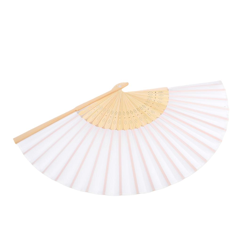 Folding Hand Fan 21cm Blank Silk Fabric Bamboo Folded Hand Fan for Wedding Daily Use