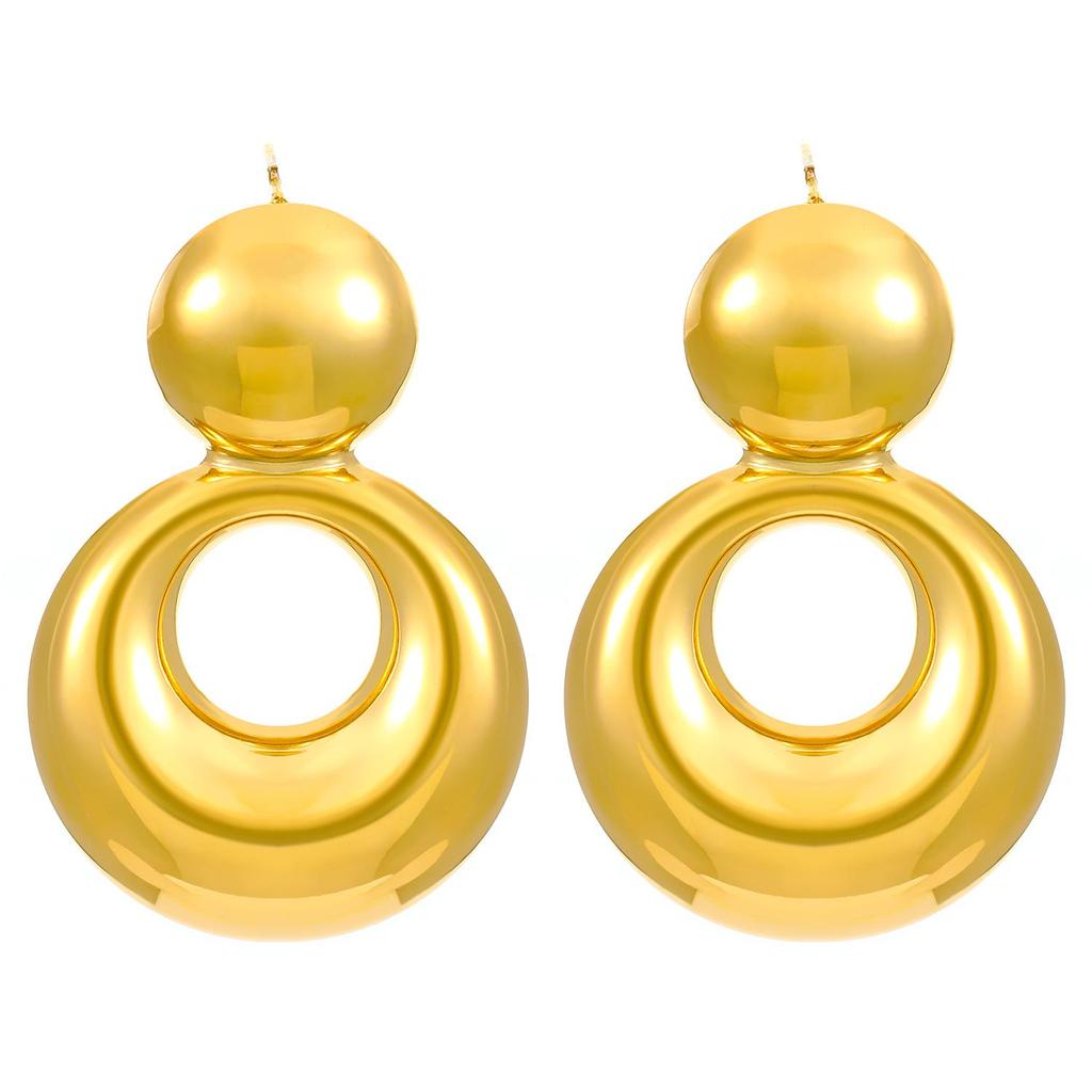 Vintage Titanium Steel Geometric Earrings: European & American Retro Style, Smooth Irregular Pleated Design