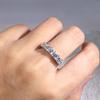 Huitan Fashion Princess Square Crystal Cubic Zirconia Rings for Women Luxury Wedding Band Accessories Eternity Female Jewelry