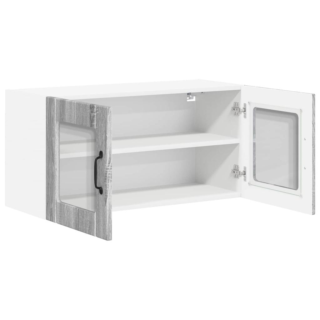 Wall Mounted Glass Cabinet LUCCA Grey Sonoma 80 x 31 x 40 cm