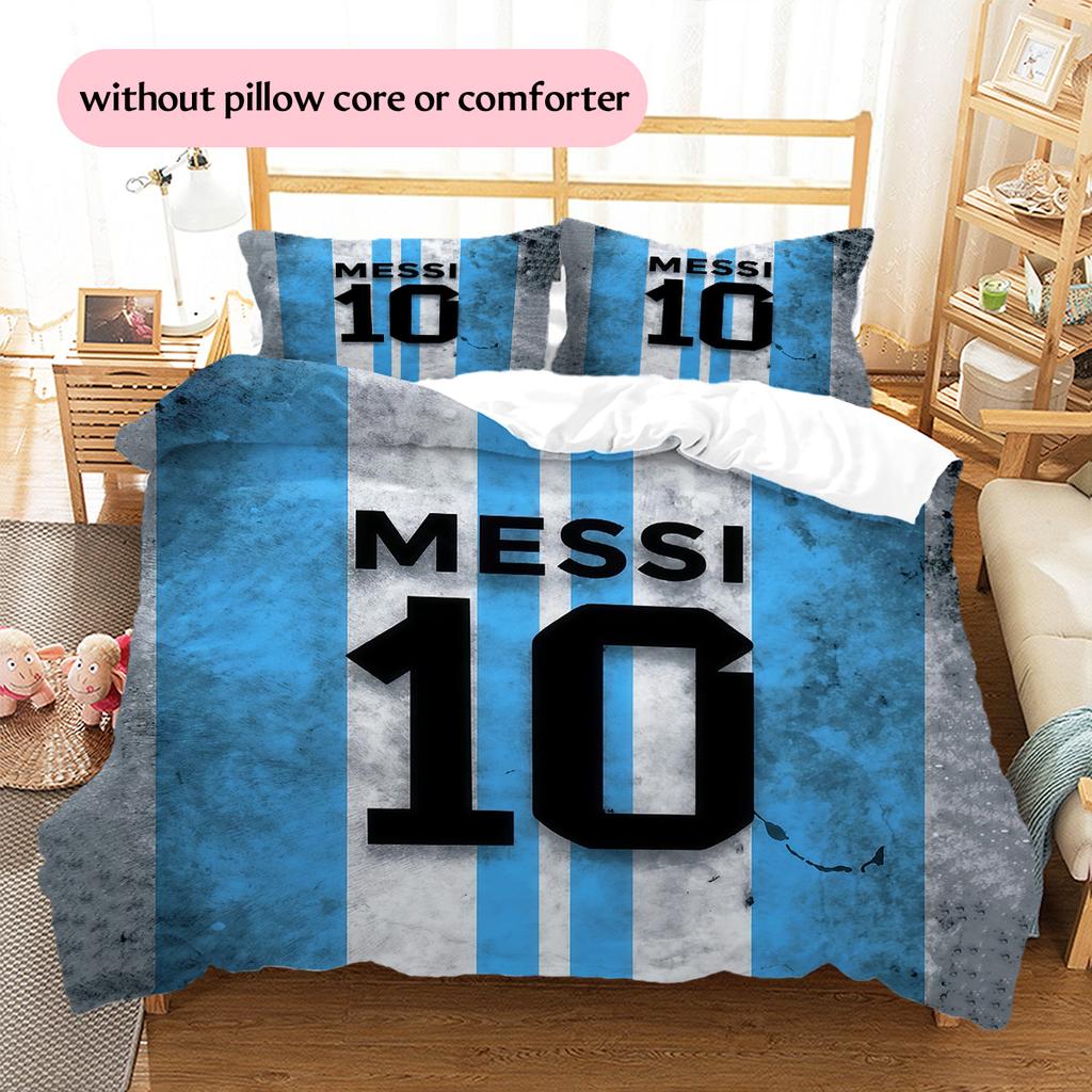 Messi 10 Pattern Bedding Quilt Set  Home Decoration  Gift (1 * duvet cover + 2 * pillowcase  without core)