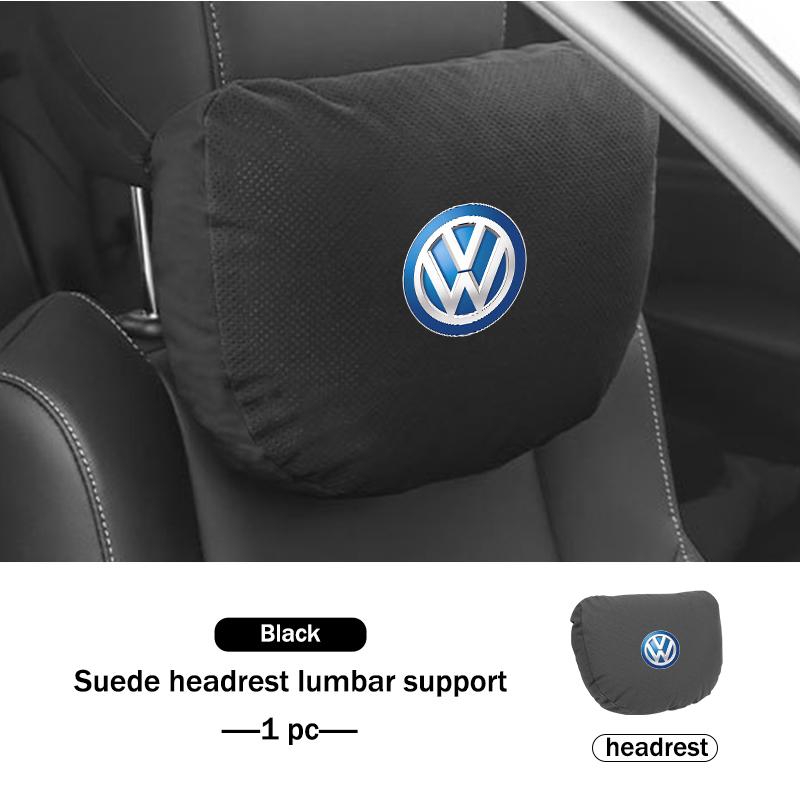 For Volkswagen VW Suede Car Neck Pillow Universal Fit Breathable Driving Cushion Scirocco Jetta Beetle Golf 4 5 6 Passat Polo B5NO4