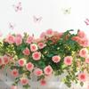 Spring Pink Flowers Fence Wall Decal Removable Floral Wall Art Murals Peel And Stick