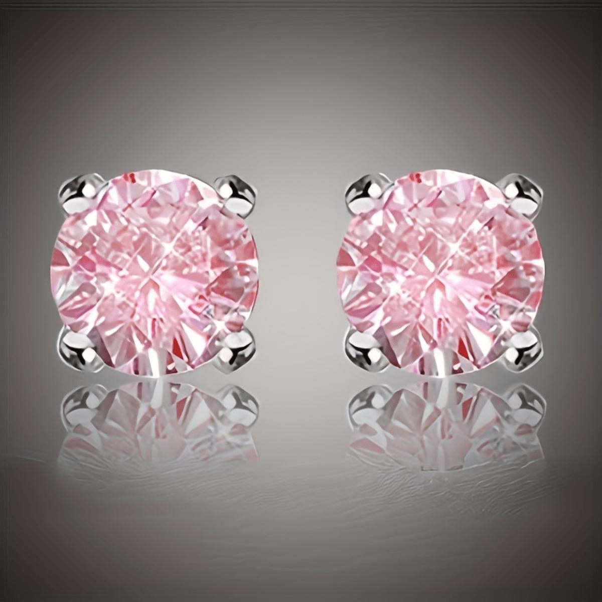 

1 Pair of Women s Fashionable Earrings, Synthetic Zircon Earrings, Suitable for Daily Wear, розовый