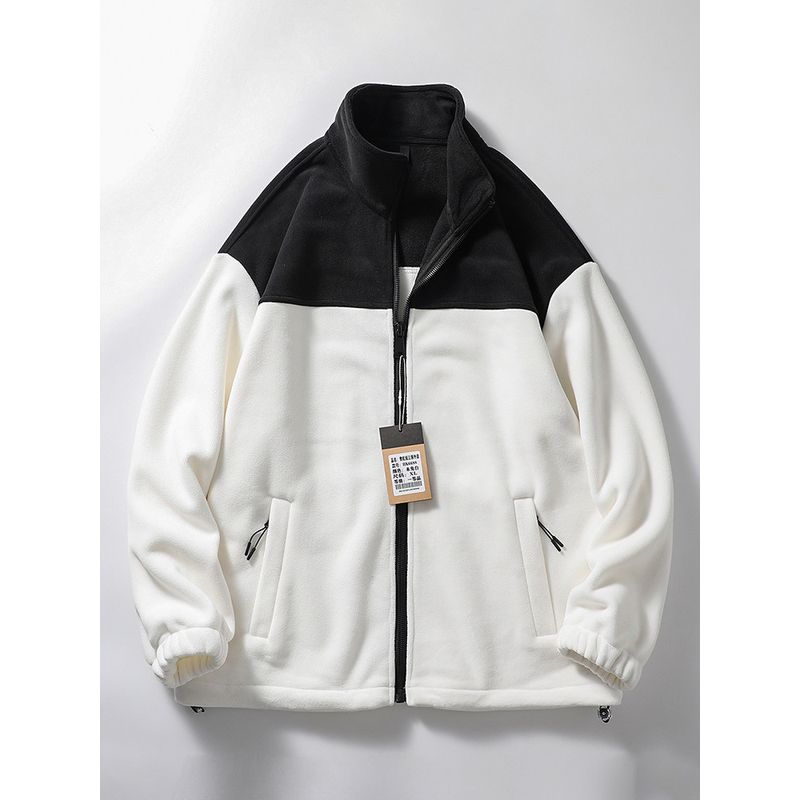 Men's Double-Sided Fleece Jacket Thickened Polar Fleece and Fleece Clothing Jacket Export Men's Stand Collar Cardigan Zipper Sweatshirt