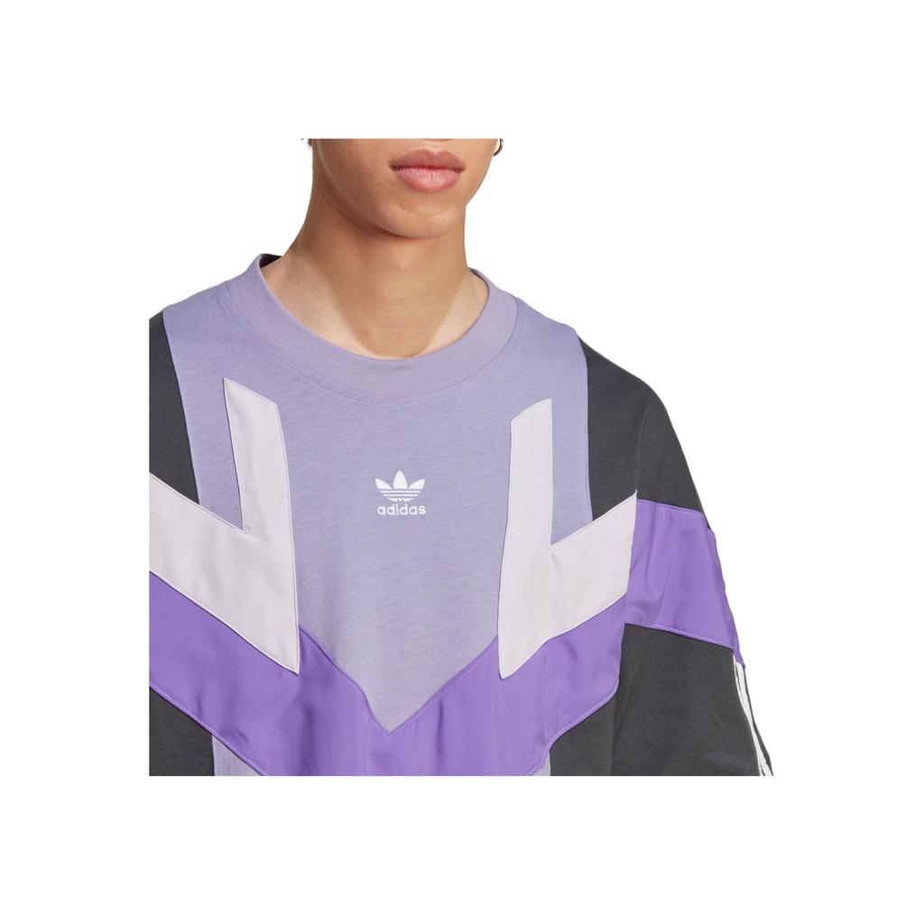 Adidas Originals Rekive Tee Color Block Loose Sports Short Sleeve Men Tops Magic-Light-Purple IC6013