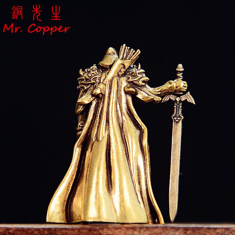 Sword Warrior Miniatures Figurines Brass Figures Small Statue Desktop Ornaments Vintage Home Decorations Crafts Accessories