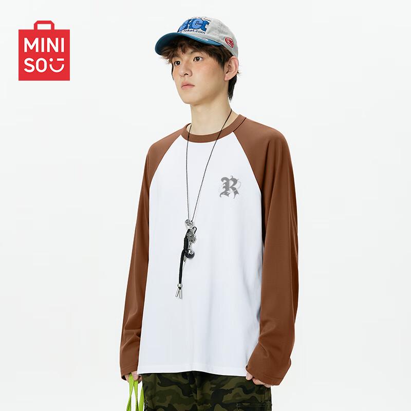 MINISO Men s Colorblock Raglan Long-Sleeve T-Shirt L