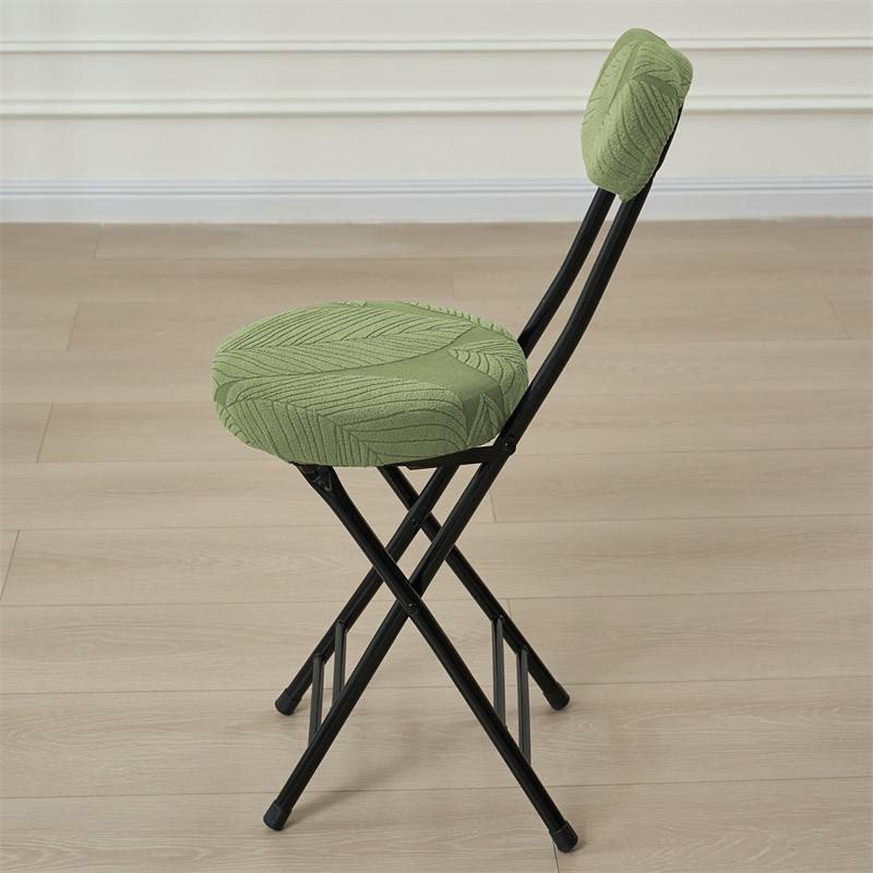 Solid Color Folding Stool Cover Stretch Round Chair Slipcover Household Backrest Chair Covers for Dining Room Office