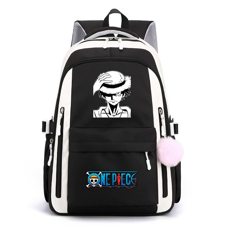 One Piece Anime Super Novice Luffy Printed Canvas School Backpack Teens High Capacity Travel Bag