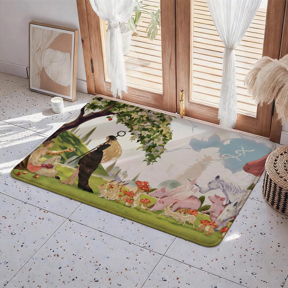 

Anime D Delicious in Dungeon Floor Mat Eco Flannel Doormat Non Slip Odorless Indoor Floor Rug Soft Short Plush Home Mat 50x80cm
