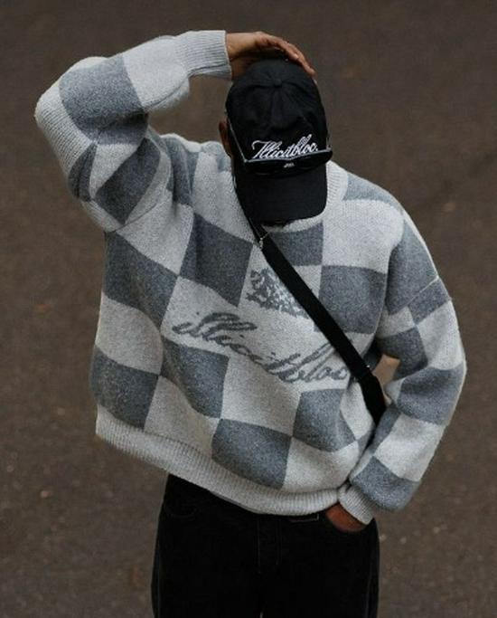 Unisex Heavyweight Plaid Patchwork Winter Sweater - European & American Streetwear