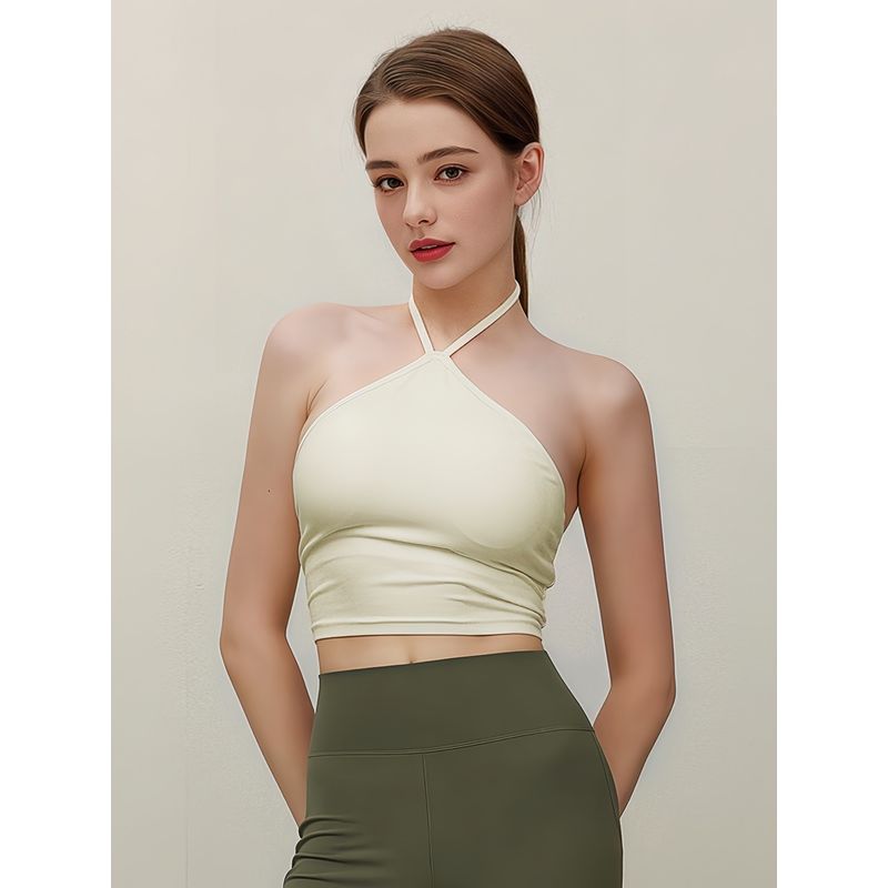 Fairy Hanging Neck Strap Backless Fitness Yoga Bra Women Sexy Tight Wrap Sports Top Vest Korean Style Elastic