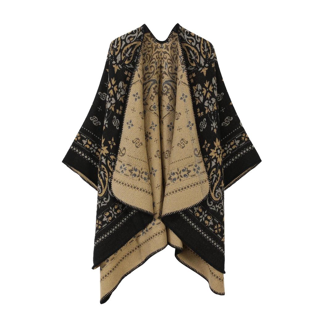Women's Ethnic Shawl: Northwest Travel Cape, Thick Warm Scarf Cloak