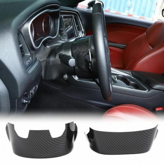 Carbon Fiber Steering Wheel Base Upper Trim for Dodge Challenger/Charger 2015+