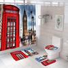 Paris Eiffel Tower Shower Curtain Set With Rugs Waterproof Curtain Bathing Screen Anti-Slip Toilet Lid Cover Rugs Bathroom Decor