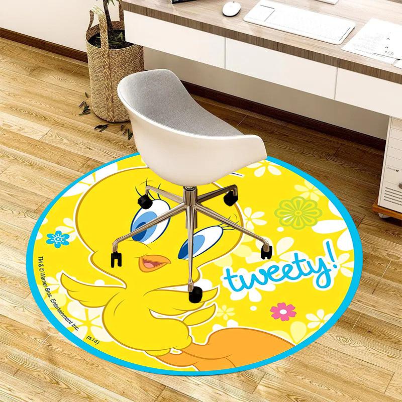 1pc Tweety Bird Round carpet, Made of Polyester,Perfect for Decorating Office Chairs, Living Rooms,fplt257