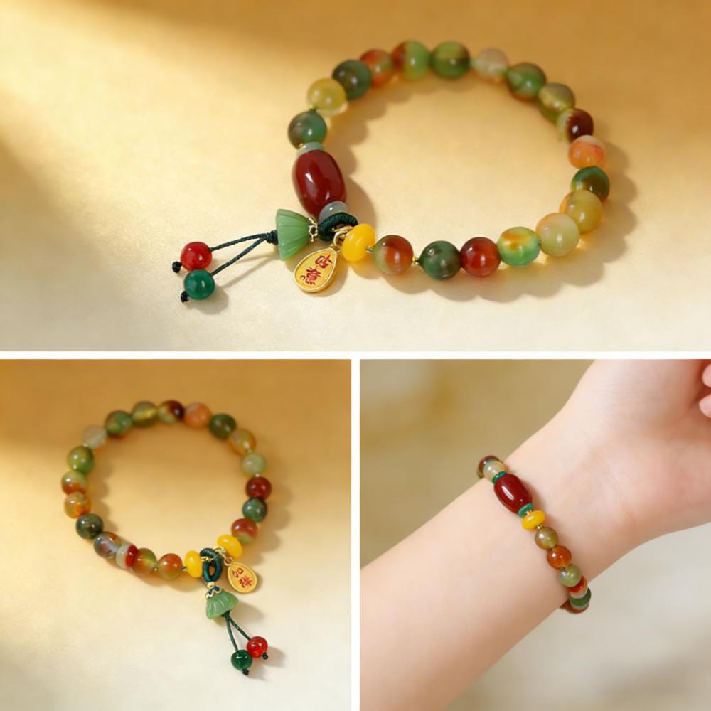 Colorful Beaded Bracelet For Women Vintage Natural Stone Ethnic Handmade Chain New Chinese Style Hand Rope Bracelet Jewelry Gift