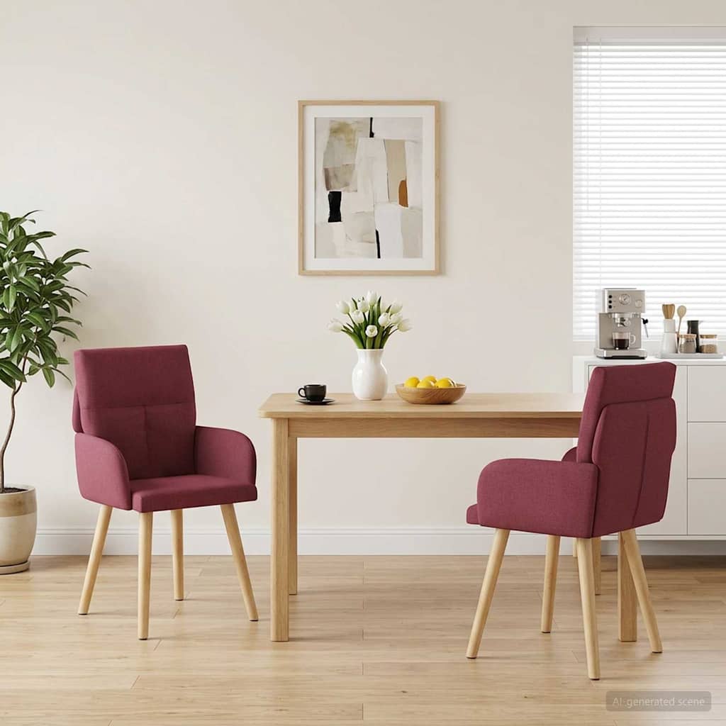 Dining Chairs 2 Pcs Fabric Wine Red 60 X 56 X 96 Cm