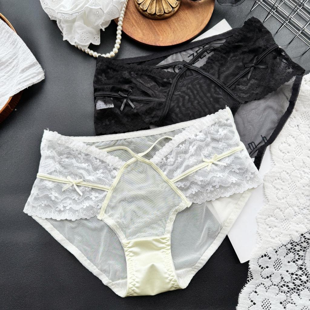 Ladies Summer Sexy Lovely Lace Mesh Gauze Medium Low Waist Briefs