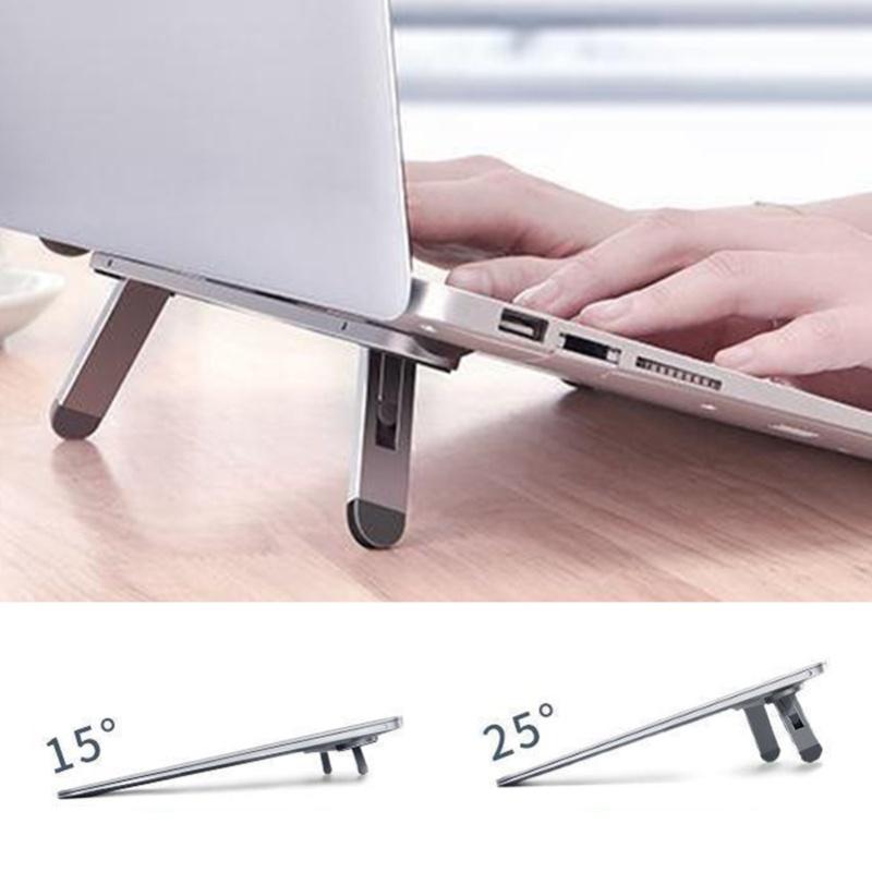 Foldable Laptop Riser Heat Dissipation Invisible Portable Aluminum Alloy Adjustable Laptop Stand For Desk Silver
