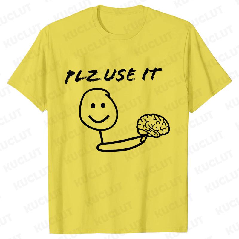 Funny Brain Graphic T-shirts for Women Plz Use It Brain Tops Short Sleeve Tees Harajuku Hip Hop Ulzzang Tshirts Female Clothing