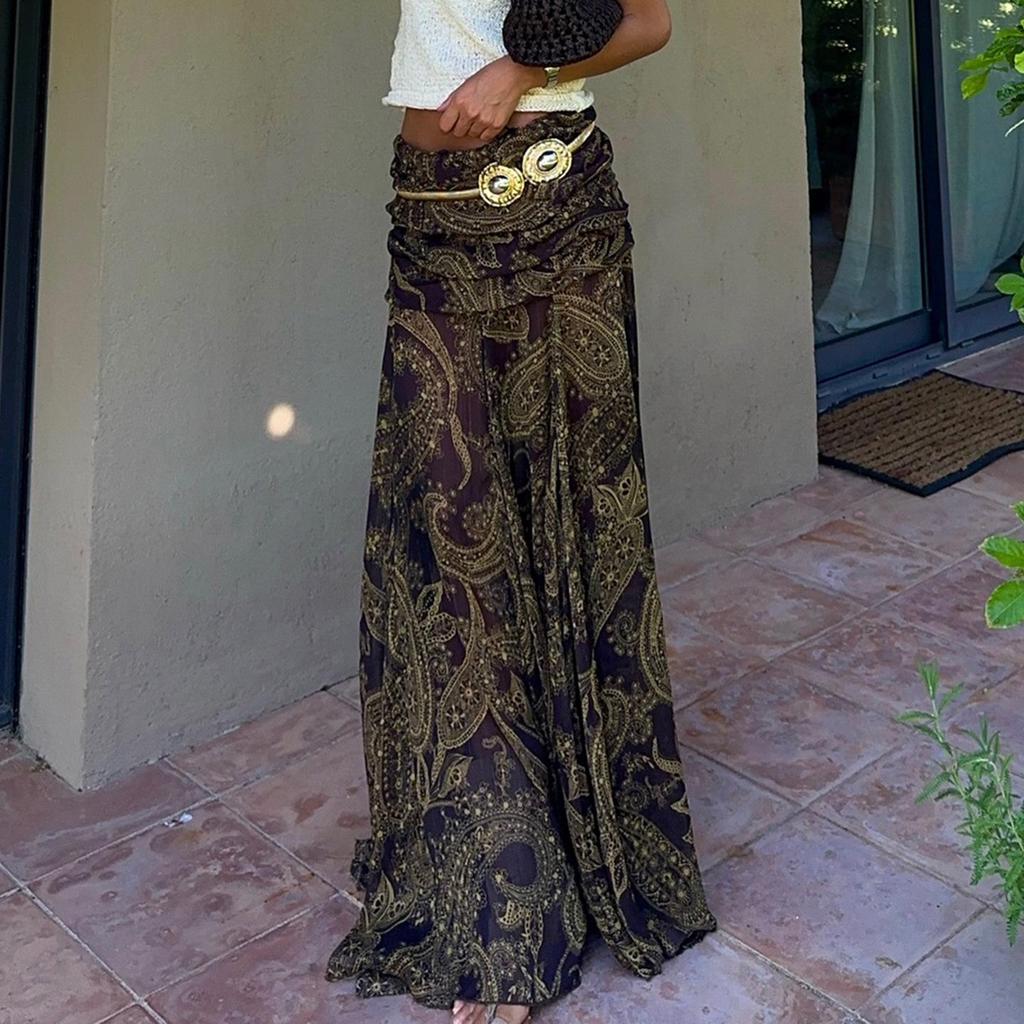 Retro Paisley Print Bodycon Midi Skirt - European & American Style, Versatile, Comfortable, Sexy