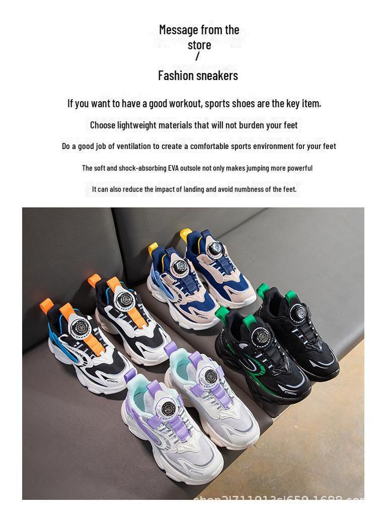 New Rotating Button Roller Skates for Girls and Sports Shoes for Boys. Breathable Mesh Running Shoes for Autumn.