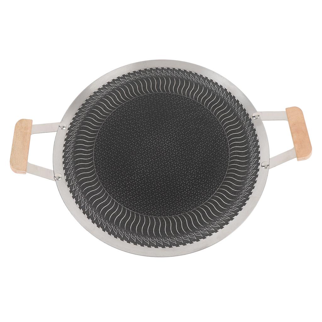 Korean BBQ Grill Pan Stainless Steel Even Heat Distribution Easy Cleanup Multipurpose Use Outdoor Grill Plate 38cm